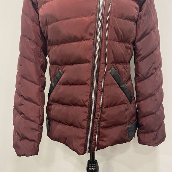 KARL LAGERFELD Paris S Puffer Jacket Down Feather Coat Maroon Designer Ski: Flaw - Picture 13 of 16